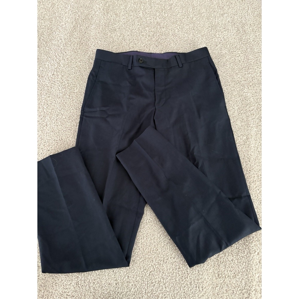 Ted Baker London Jones CT Dress Pants Wool Blue 31R Mens Worker United Pleated
